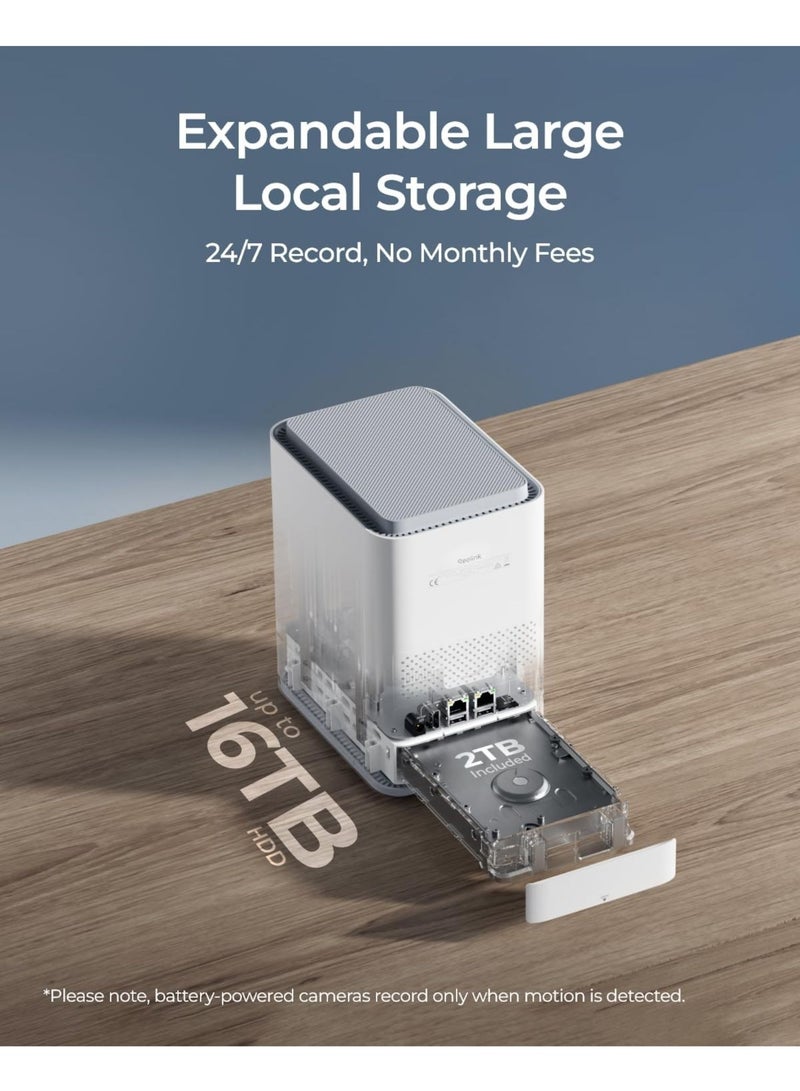 Home Hub Pro, Centralized Control for up to 24 Security Cameras, up to 16TB HDD Storage, 2TB HDD Included, AES-128 Encryption, 16MP Streaming, Wi-Fi 6, and 120dB Siren. No Monthly Fees
