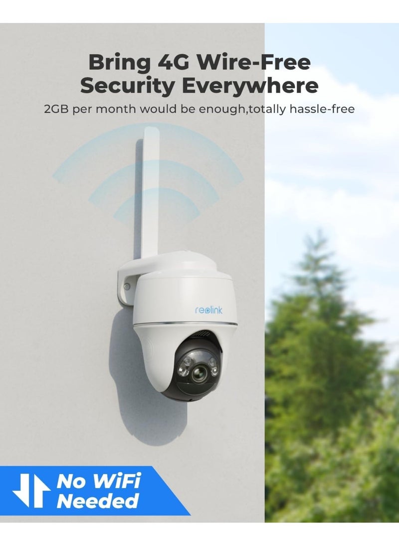 Go PT Plus - 5MP Pan Tilt 4G LTE Cellular Security Camera, Camera Outdoor Wireless, 2K+ HD Color Night Vision, Solar Power, Smart Detection, No WiFi, No Wires, Ideal for Off-Gird Areas