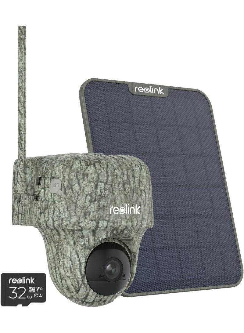 4K 3G/4G LTE PTZ Outdoor Surveillance Camera with SIM Card Slot, Wildlife Camera with Motion Sensor Night Vision (No Glow), 32GB MicroSD Card, Animal Recognition, Snapshot, Go Ranger PT