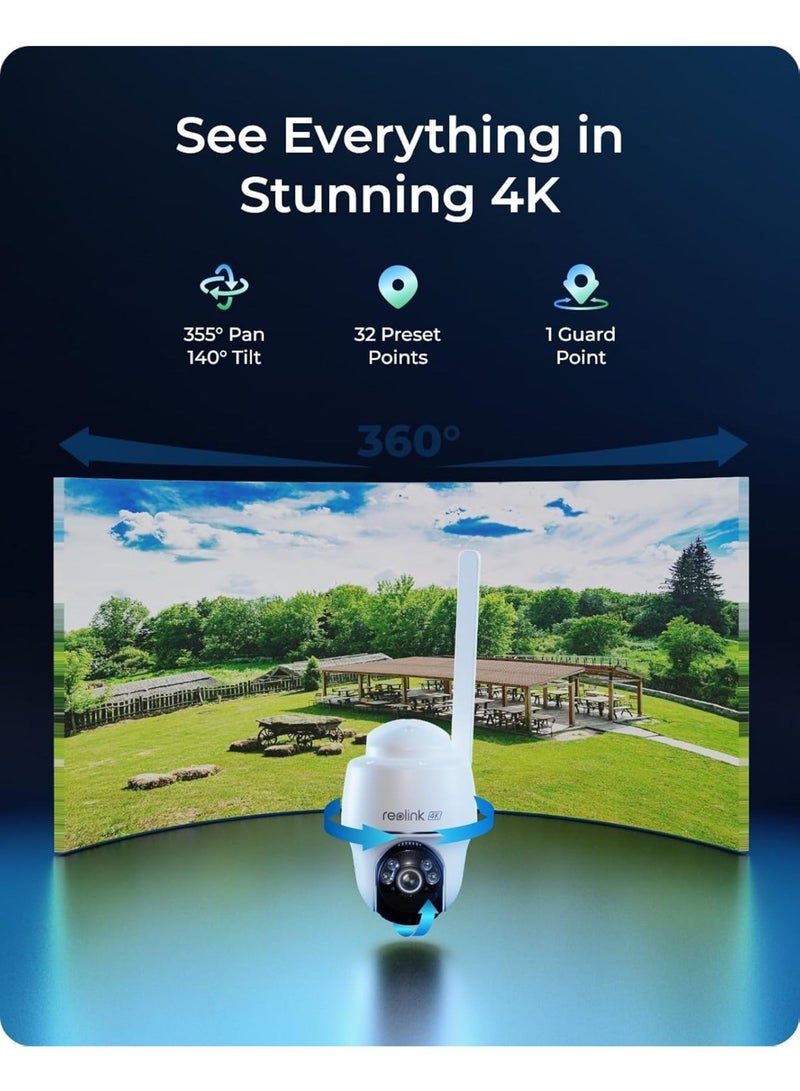 4K Cellular Security Camera, 3G/4G LTE No WiFi Wireless Outdoor Camera, 4K Live Video, 360° Full Cover, Color Night Vision, Smart Person/Vehicle/Pet Detection, GO PT Ultra