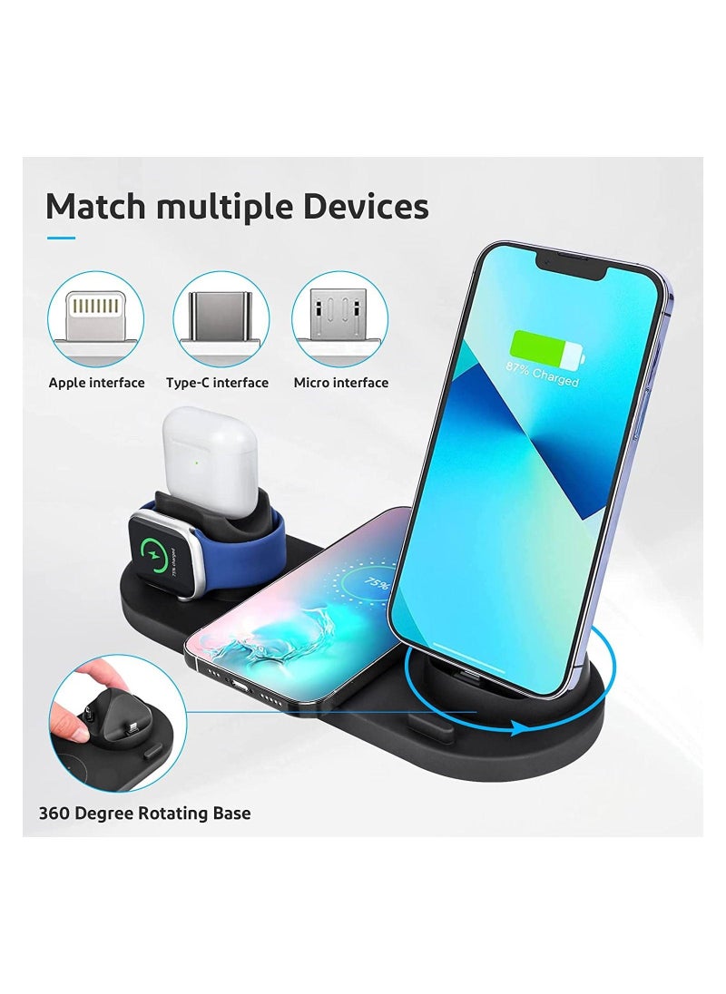 6 in 1 Multi-Function Wireless Charger Stand，Fast Wireless Charging Station For Mobile Phone、Watch