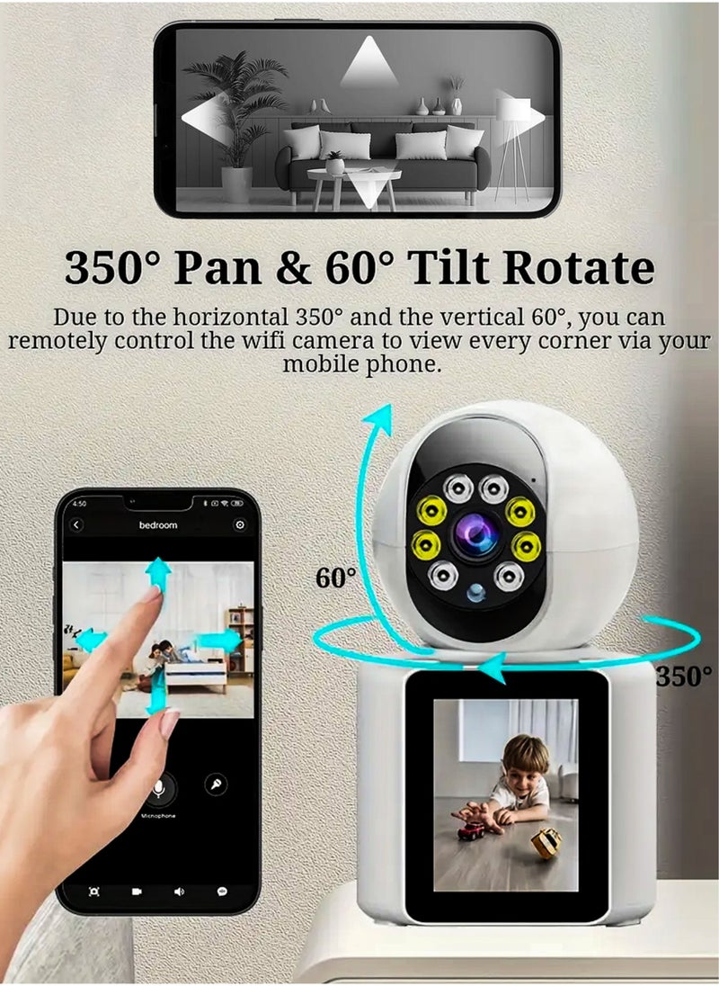 Home Office Security Camera – Full HD 1080P WiFi Surveillance, Two-Way Video Calling, 350° Motion Detection, Night Vision, and 32GB Storage Card