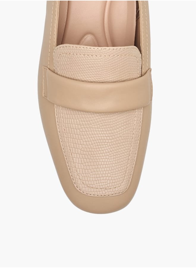 Womens Textured Slip-On Loafers With Block Heels