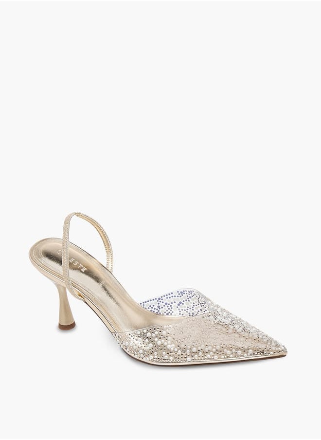 Womens Embellished Slip-On Sandals With Stiletto Heels Ramadan Collection