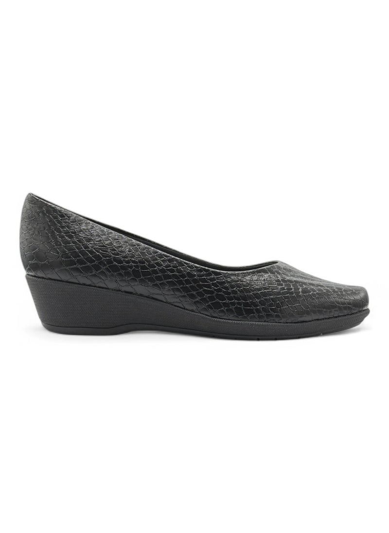 WOMEN'S BUSINESS COURT WEDGE HEELS (1.5 INCH) - BLACK - MADE IN BRAZIL