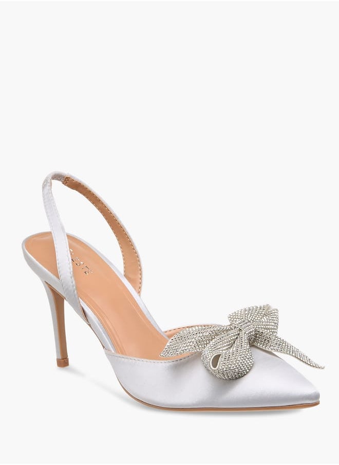 Women's Bow Embellished Slingback Shoes with Stiletto Heels Ramadan Collection