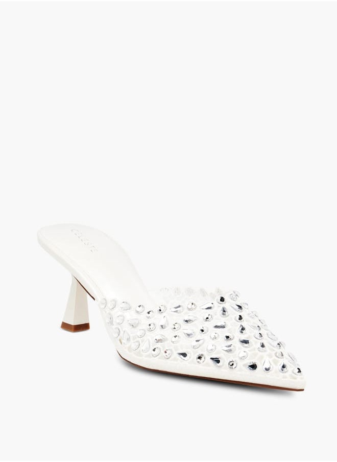 Women's Embellished Slip-On Shoes with Flared Heels Ramadan Collection