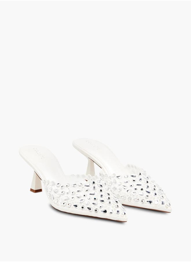 Women's Embellished Slip-On Shoes with Flared Heels Ramadan Collection