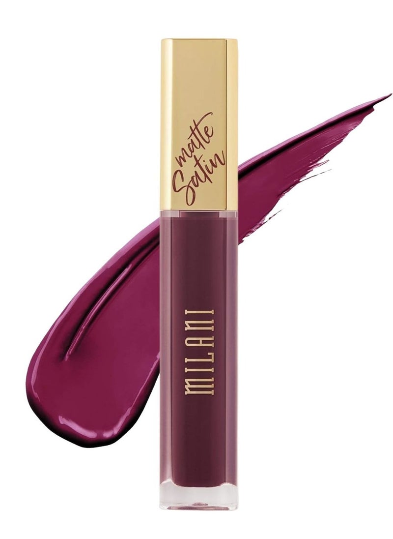 Milani Amore Satin Matte Lip Crème - Shade 06 Revel Berry Purple | Long-Lasting, Lightweight, Velvet-Matte Finish | Hydrating, Full-Coverage Liquid Lipstick