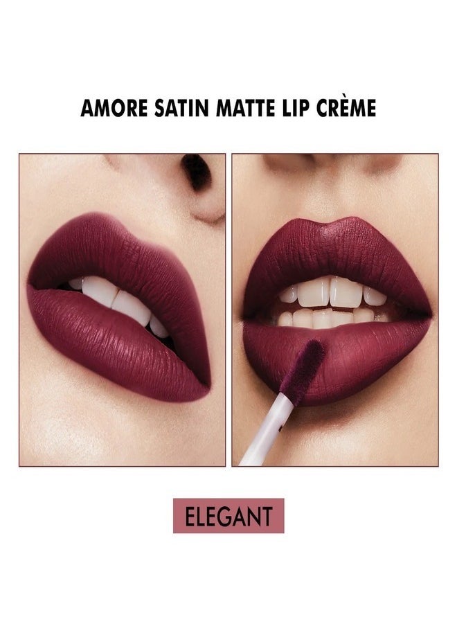 Milani Amore Satin Matte Lip Crème - Shade  Elegant | Long-Lasting, Lightweight, Velvet-Matte Finish | Hydrating, Full-Coverage Liquid Lipstick