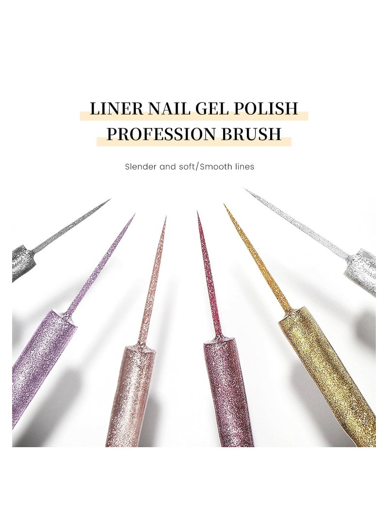 12-Color Glitter Gel Nail Polish Set - DIY Liner Art Kit for Professional Nail Design, Perfect for Nail Salons and Home Manicures, Includes Glitter Liner Polish for Creative Nail Art.