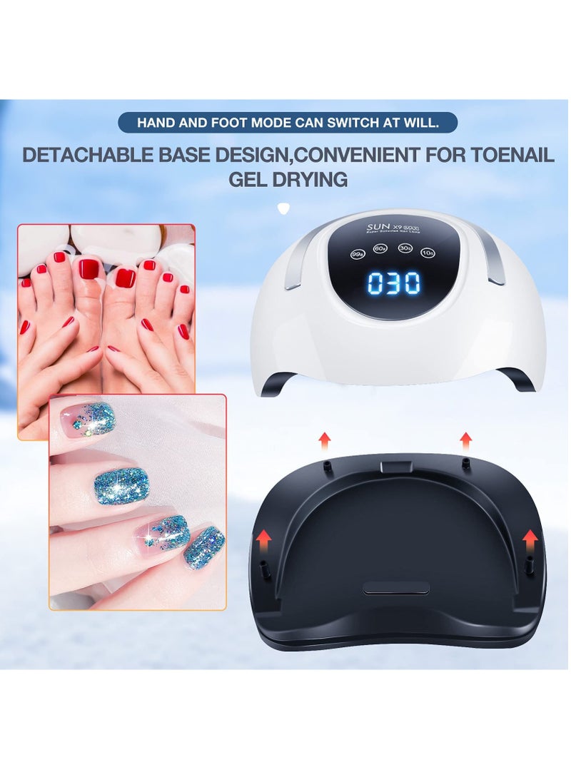 220W Professional UV LED Nail Lamp with 57 Beads, 4 Timer Settings, LCD Touch Screen & Auto Sensor, Fast Drying Gel Polish Nail Dryer