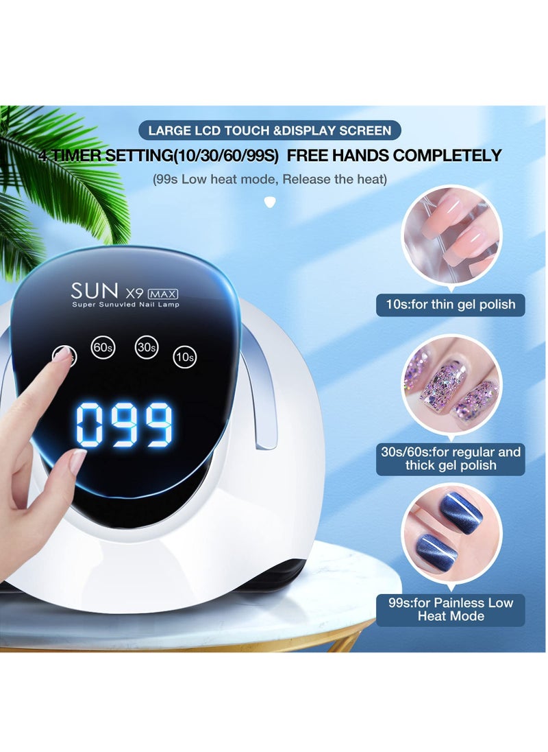 220W Professional UV LED Nail Lamp with 57 Beads, 4 Timer Settings, LCD Touch Screen & Auto Sensor, Fast Drying Gel Polish Nail Dryer