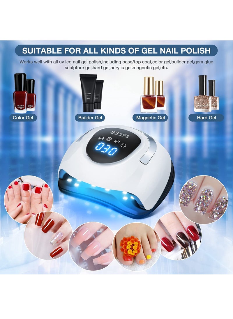 220W Professional UV LED Nail Lamp with 57 Beads, 4 Timer Settings, LCD Touch Screen & Auto Sensor, Fast Drying Gel Polish Nail Dryer