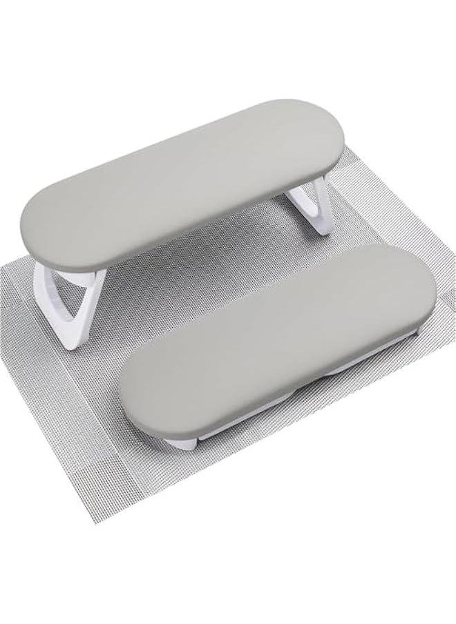 Durku Nail Arm Rest, Foldable PU Leather Nail Hand Rest For Manicure, with Soft Nail Mat for Table, Soft Hand Rest for Acrylic Nails/Nail Hand Pillow for Manicure Salon Use (Gray)