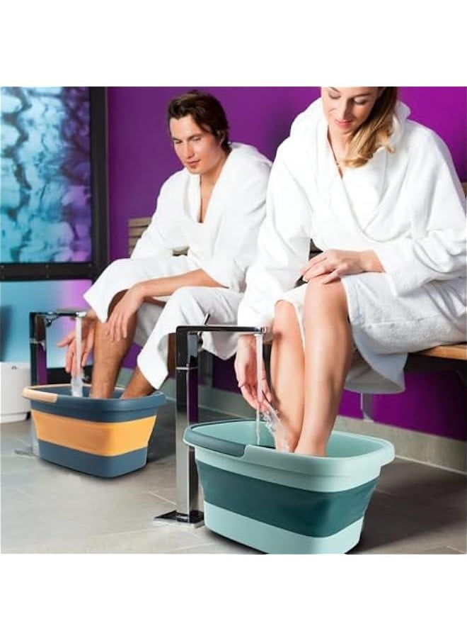 Foot Bath Collapsible Foot Bath Foot Soak Tub with Handle Foot Spa Bath 15L/4 Gallons Massager Foot Soaking Bath Basin Feet for Dry Cracked Feet, Pedicure Foot Soak, Home Spa Treatment (Green)