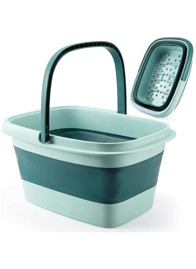 Foot Bath Collapsible Foot Bath Foot Soak Tub with Handle Foot Spa Bath 15L/4 Gallons Massager Foot Soaking Bath Basin Feet for Dry Cracked Feet, Pedicure Foot Soak, Home Spa Treatment (Green)