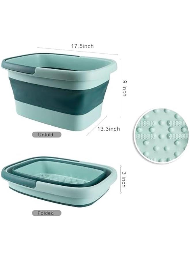 Foot Bath Collapsible Foot Bath Foot Soak Tub with Handle Foot Spa Bath 15L/4 Gallons Massager Foot Soaking Bath Basin Feet for Dry Cracked Feet, Pedicure Foot Soak, Home Spa Treatment (Green)