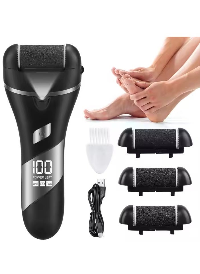 Electric Callus Remover for Feet with Rechargeable Waterproof 3 in 1 Professional Pedicure Kit Foot Care Tools Wet & Dry Foot File For Dead Skin&Cracked Heel or Rough Hand With 3 Roller Heads 2 Speed