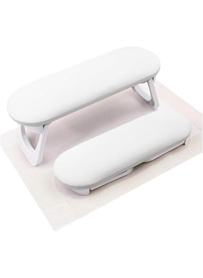 Durku Nail Arm Rest, Foldable PU Leather Nail Hand Rest For Manicure, with Soft Nail Mat for Table, Soft Hand Rest for Acrylic Nails/Nail Hand Pillow for Manicure Salon Use (White)