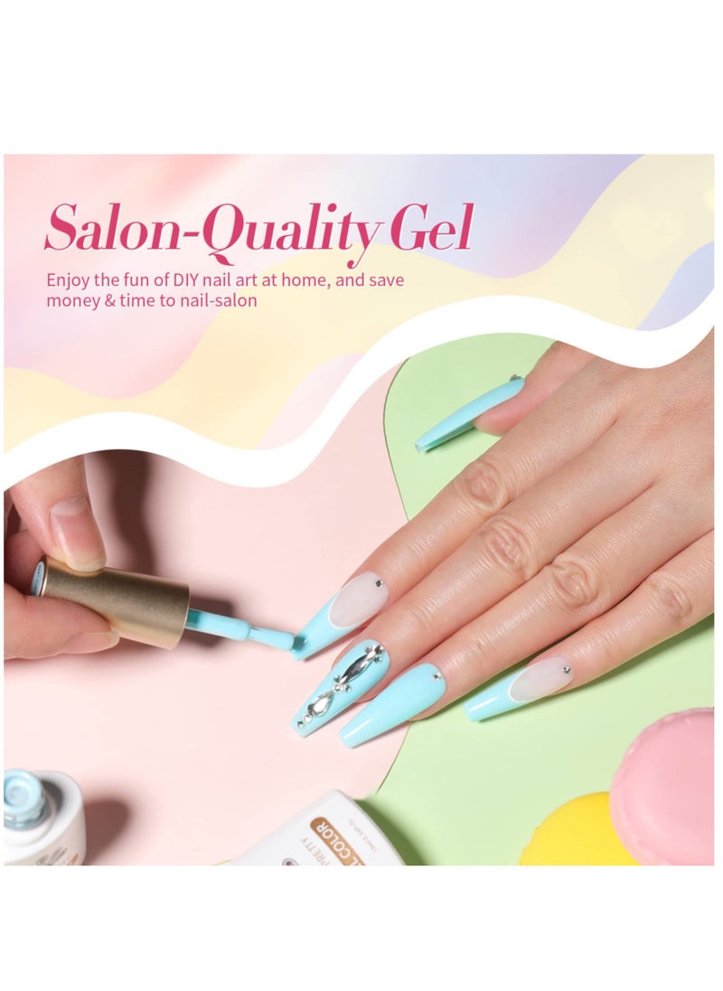 Gel Nail Polish Set 6PCS, Pastel Spring Summer Gel Polish Macaron Candy Sweet Color Gel Polish Soft Pink Yellow Purple Blue Green Colors Collection Nail Art Gift Box 10ML