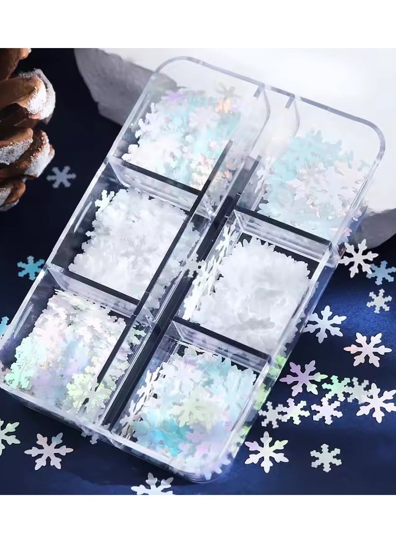 1Box Holographic Snowflake Nail Glitter Sequins Iridescent Mermaid Paillette Flakes Crafts DIY Party Festival Manicure#Christmas