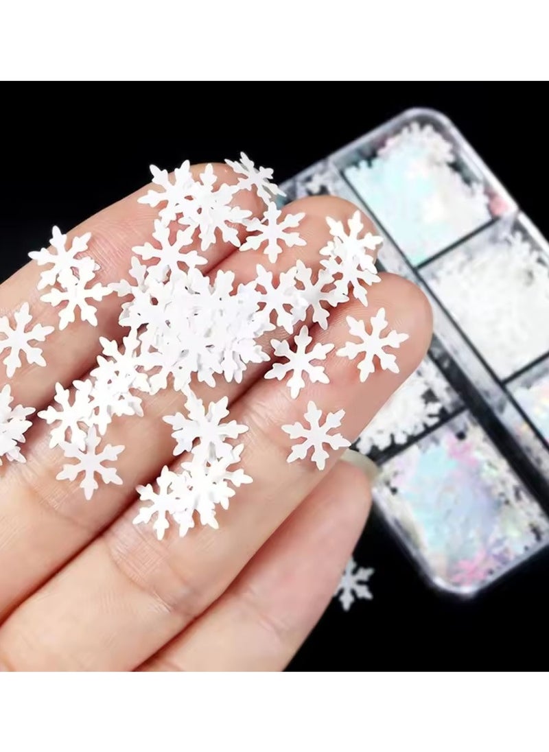 1Box Holographic Snowflake Nail Glitter Sequins Iridescent Mermaid Paillette Flakes Crafts DIY Party Festival Manicure#Christmas