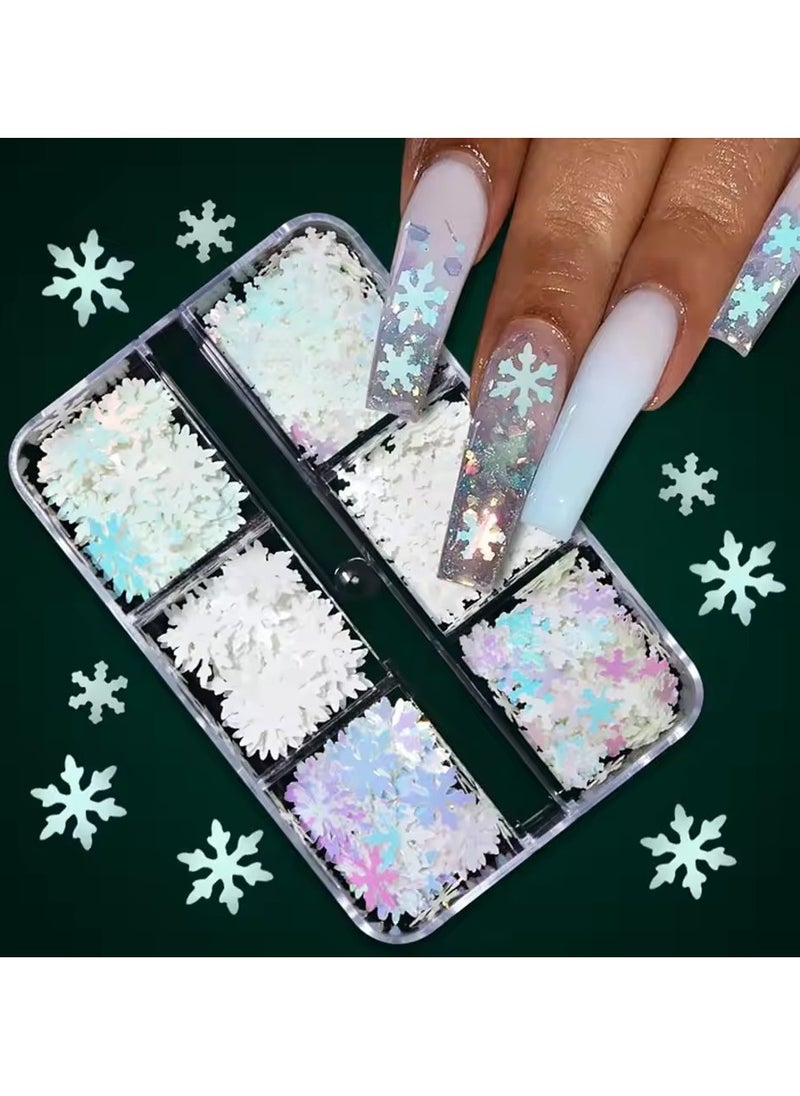 1Box Holographic Snowflake Nail Glitter Sequins Iridescent Mermaid Paillette Flakes Crafts DIY Party Festival Manicure#Christmas