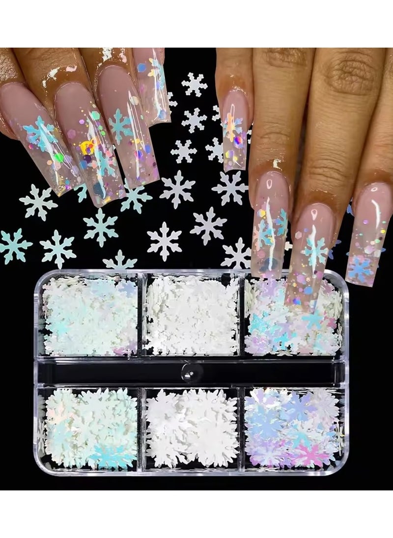 1Box Holographic Snowflake Nail Glitter Sequins Iridescent Mermaid Paillette Flakes Crafts DIY Party Festival Manicure#Christmas