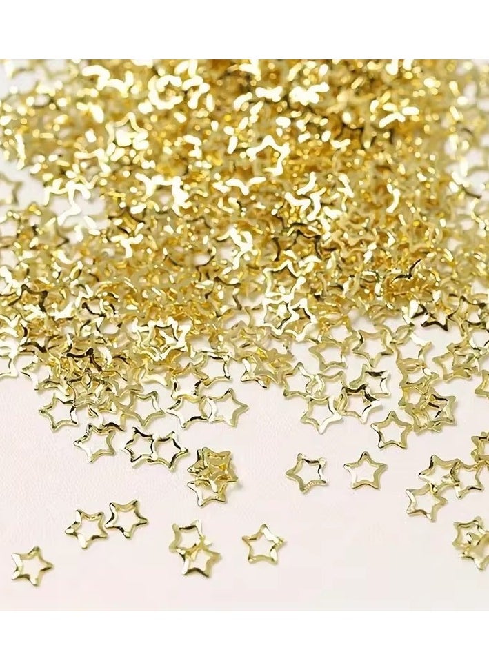 Moon Star Nails Gold Metallic Nail Sequins Charms - 3D Nail Art Tips for Festive Manicures