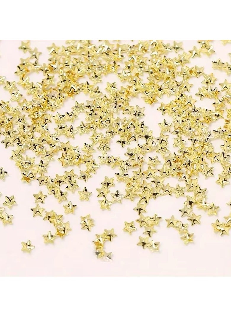 Moon Star Nails Gold Metallic Nail Sequins Charms - 3D Nail Art Tips for Festive Manicures