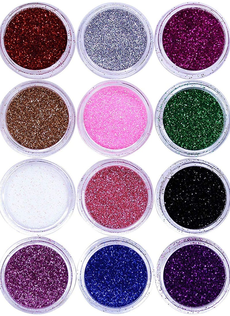 12 Colors Glitter Set Fine Glitter for Resin Arts and Craft Supplies Glitter Festival Glitter Makeup Glitter Cosmetic Chunky Glitter for Body Nail Face Hair Eyeshadow Lip Gloss Making