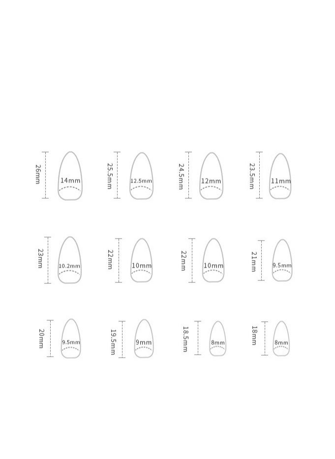 24PCS Almond Press on Nails, French Tip Fake Nails, Glossy Yellow Stick on Nails with Gel Glue, Nail File, Cleaning Pad, Wooden Stick, Easy to Apply & Long-Lasting