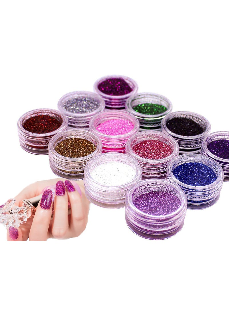 12 Colors Glitter Set Fine Glitter for Resin Arts and Craft Supplies Glitter Festival Glitter Makeup Glitter Cosmetic Chunky Glitter for Body Nail Face Hair Eyeshadow Lip Gloss Making