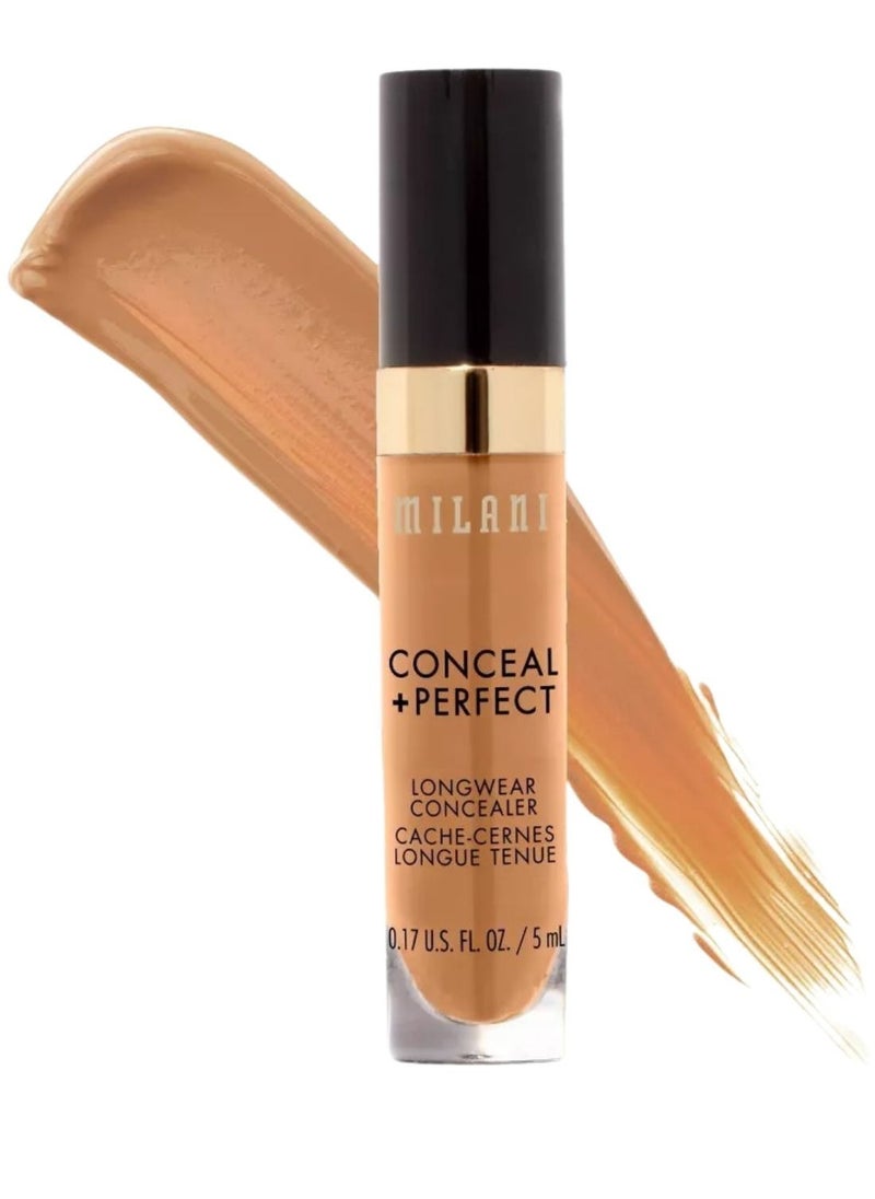 Milani Conceal + Perfect Longwear Concealer in 155 Cool Sand – Full Coverage, Lightweight Formula, 16-Hour Wear, Hydrating and Crease-Proof for Flawless Skin, 0.17 fl oz