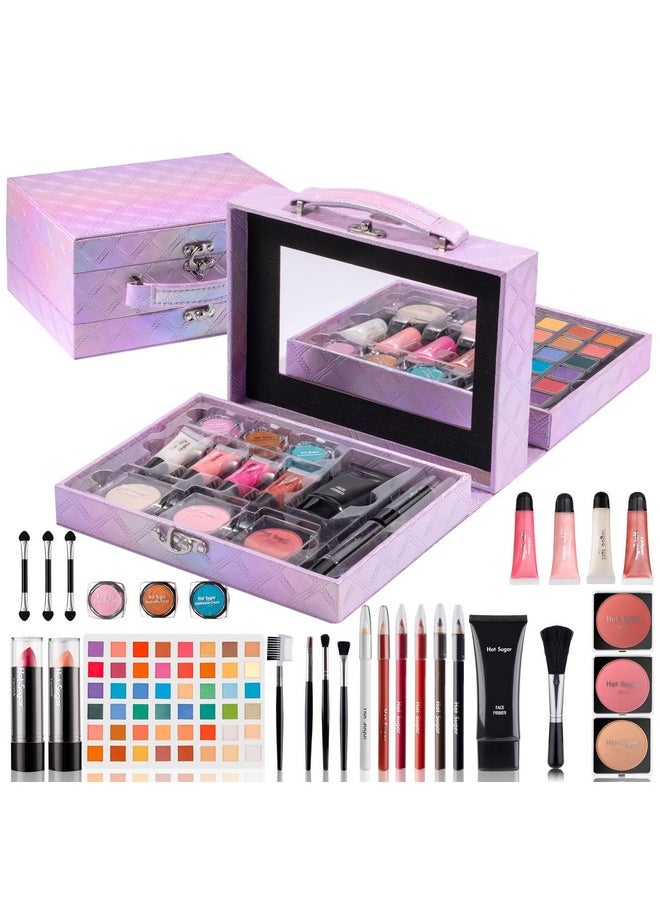 Makeup Kit For Preteen Girls 10-12, Birthday Christmas Makeup Gift Set For Teens 16-18, All In One Beginner Makeup Kit For Women Full Kit (Purple Diamond)