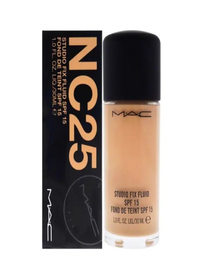 MAC Studio Fix Fluid SPF 15 Foundation NC25 – 24HR Long-Wear, Matte Finish, Oil Control, Medium-to-Full Coverage