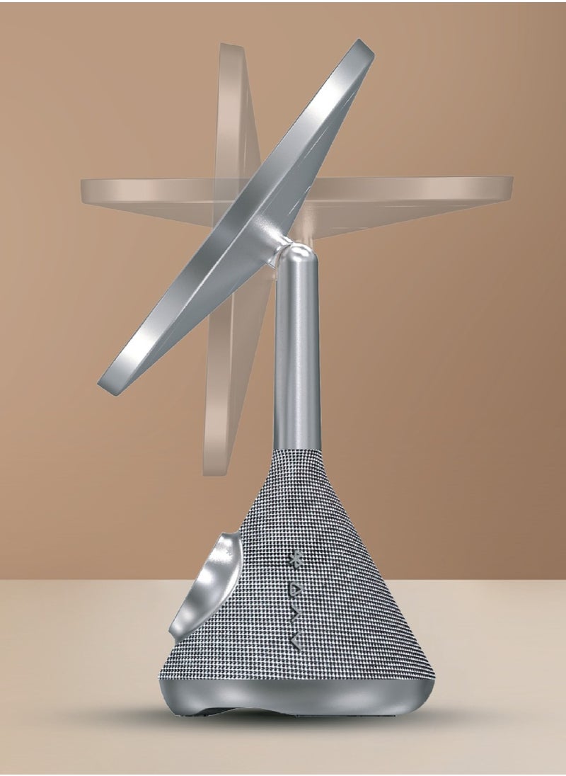 LED Makeup Mirror with Magsafe and Speaker / 30M Bluetooth Distance / 3 Color Temperatures / Magsafe Charger / Adjustable LED Light - Silver