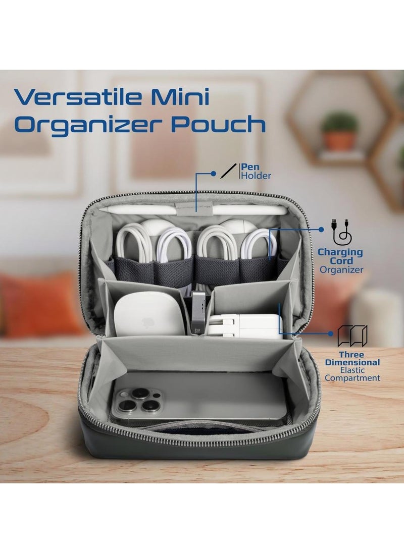 Compact Tech Essential Organizer Pouch Bag with Multiple Compartments - Black
