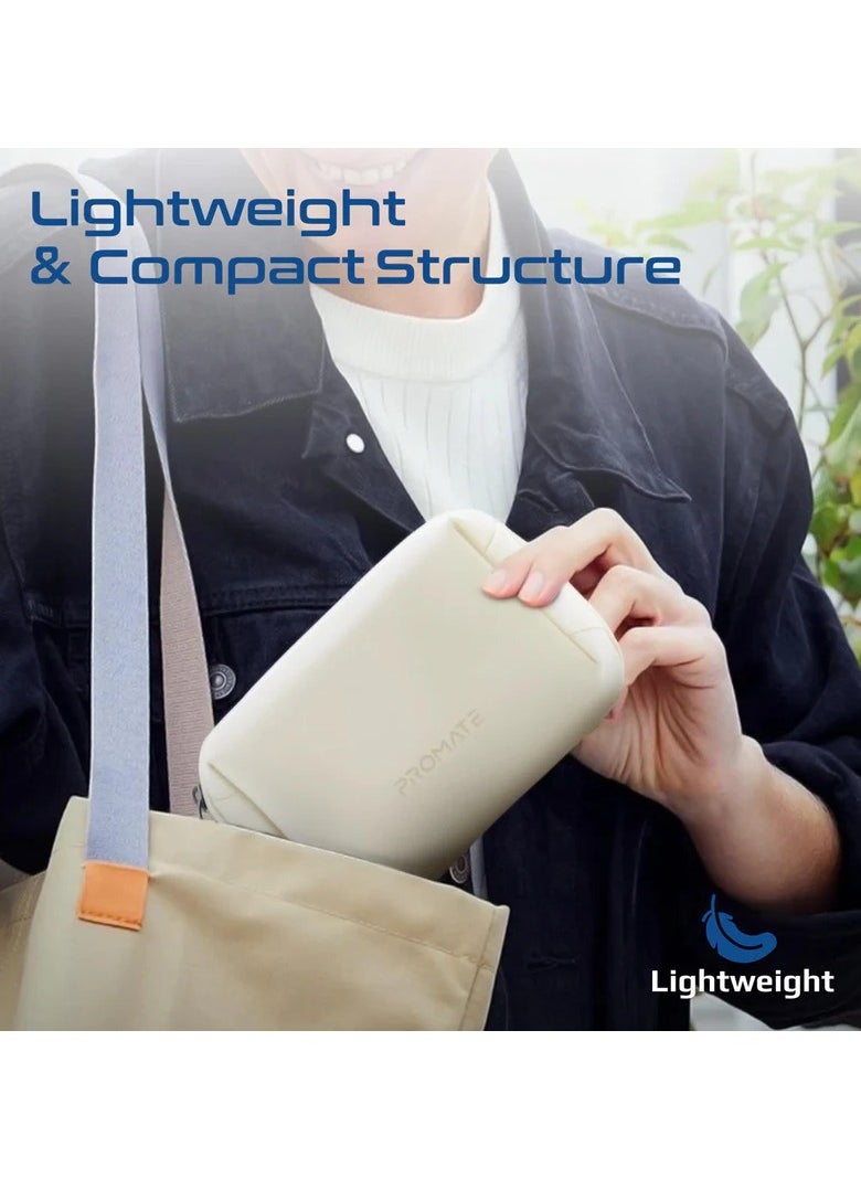 Compact Tech Essential Organizer Pouch Bag with Multiple Compartments white