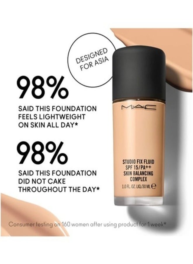 MAC Studio Fix Fluid SPF 15 Foundation NC35 – 24HR Long-Wear, Matte Finish, Oil Control, Medium-to-Full Coverage
