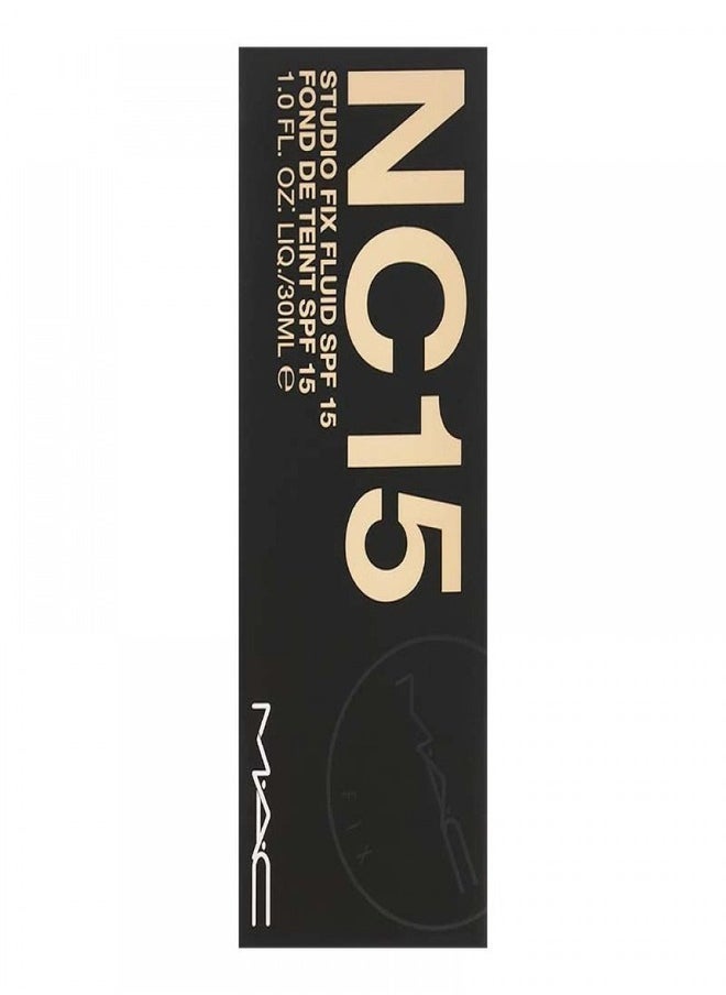 MAC Studio Fix Fluid SPF 15 Foundation NC15 – 24HR Long-Wear, Matte Finish, Oil Control, Medium-to-Full Coverage