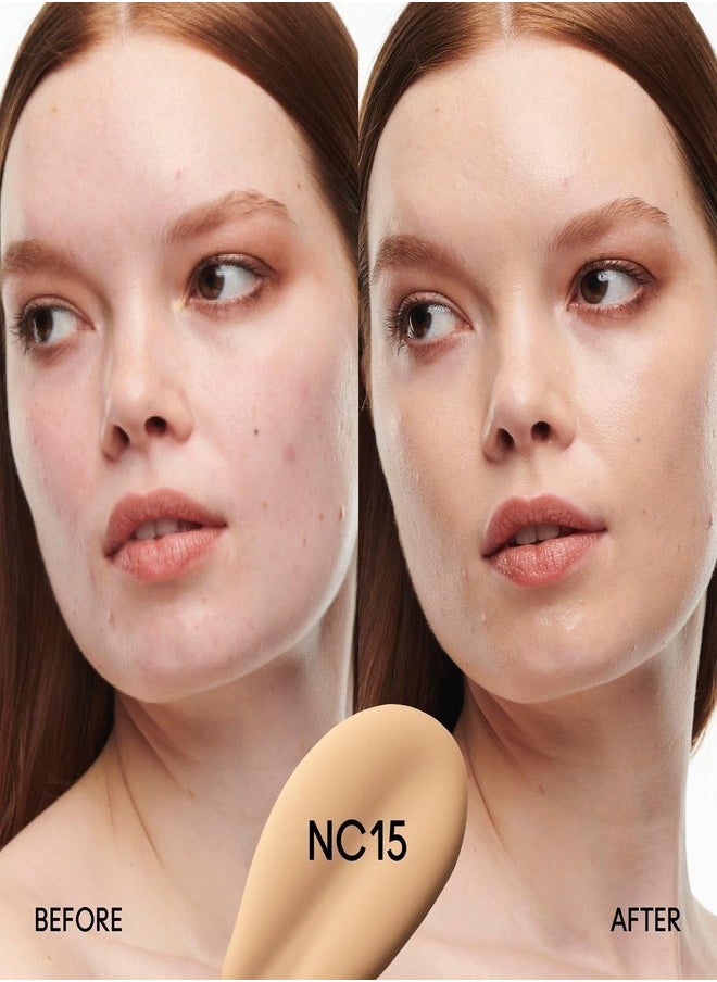 MAC Studio Fix Fluid SPF 15 Foundation NC15 – 24HR Long-Wear, Matte Finish, Oil Control, Medium-to-Full Coverage