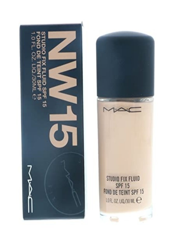 MAC Studio Fix Fluid SPF 15 Foundation NW15 – 24HR Long-Wear, Matte Finish, Oil Control, Medium-to-Full Coverage