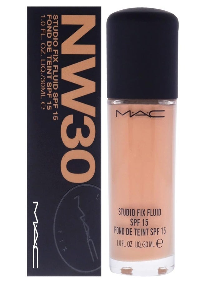 MAC Studio Fix Fluid SPF 15 Foundation NW30 – 24HR Long-Wear, Matte Finish, Oil Control, Medium-to-Full Coverage