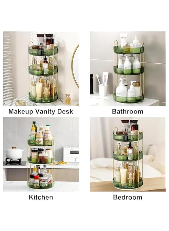 Rotating Makeup Organizer for Vanity 3 Tier, High-Capacity Skincare Clear Make Up Storage Perfume Organizers Cosmetic Dresser Organizer Countertop 360 Spinning (40-09)
