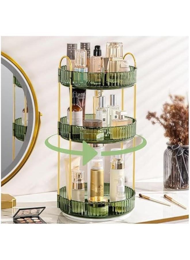 Rotating Makeup Organizer for Vanity 3 Tier, High-Capacity Skincare Clear Make Up Storage Perfume Organizers Cosmetic Dresser Organizer Countertop 360 Spinning (40-09)