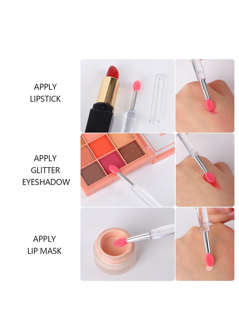 40Pcs Silicone Lip Brushes with Cap, Reusable Applicator Brushes for Eyeshadow, Lip Gloss Mask Cream