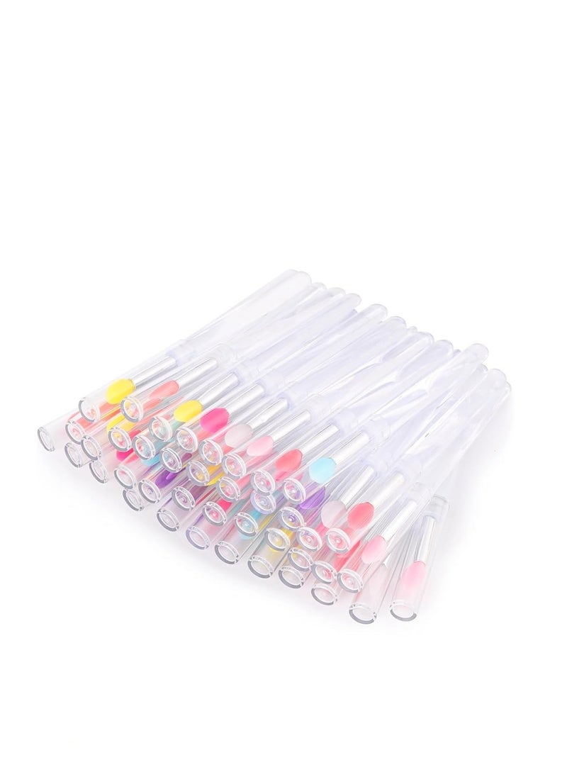 40Pcs Silicone Lip Brushes with Cap, Reusable Applicator Brushes for Eyeshadow, Lip Gloss Mask Cream