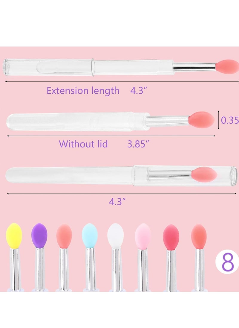 40Pcs Silicone Lip Brushes with Cap, Reusable Applicator Brushes for Eyeshadow, Lip Gloss Mask Cream